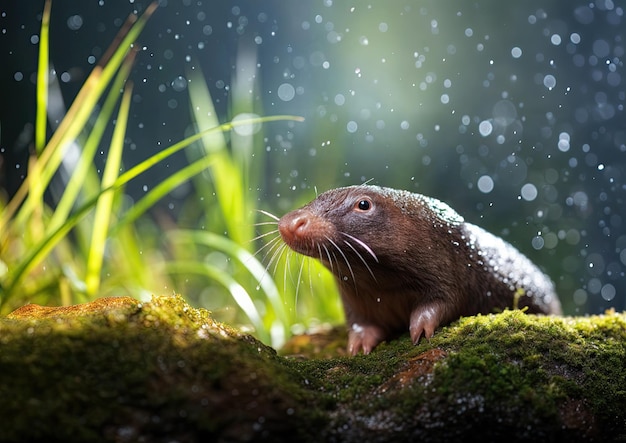 Cute rat in the rain Wildlife scene Animal theme