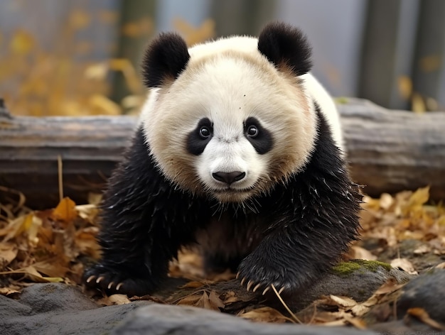 Cute Realistic 8K Photo Crawling Panda