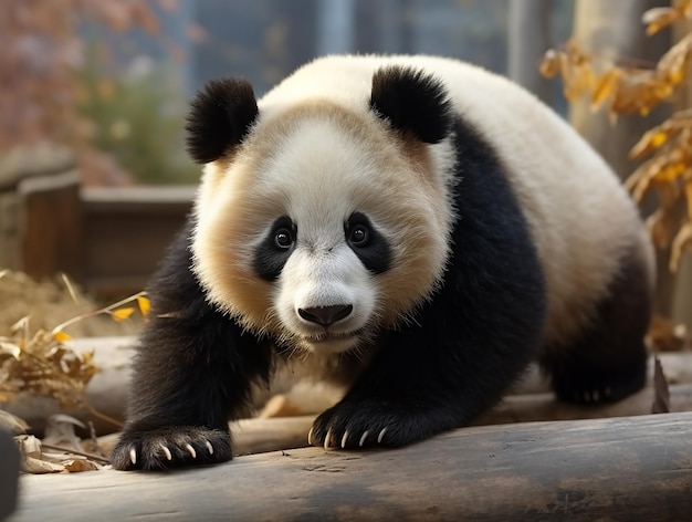 Cute Realistic 8K Photo Crawling Panda