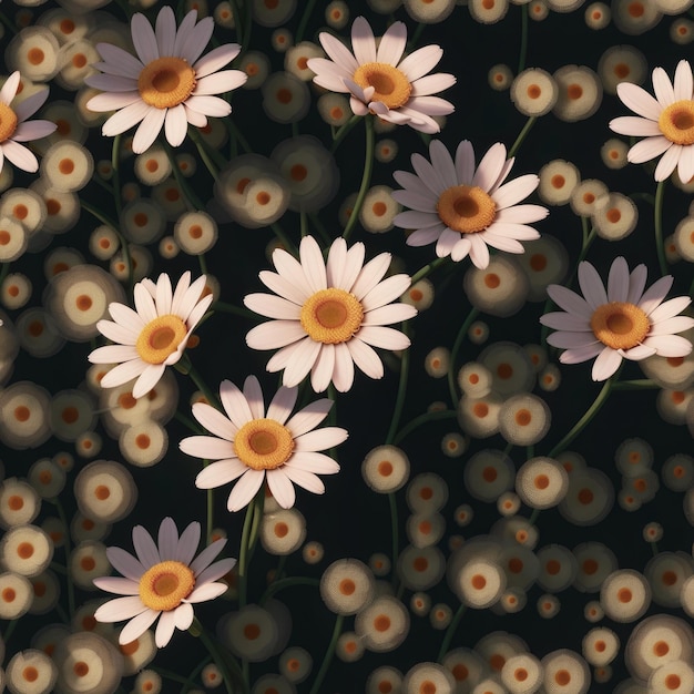 かわいいリアルなデイジーの花のシームレスなパターン