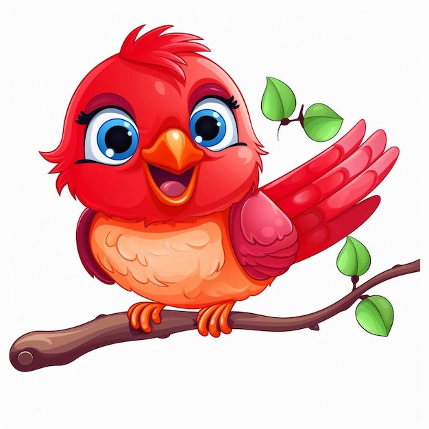 Photo a cute red bird is sitting on a tree branch