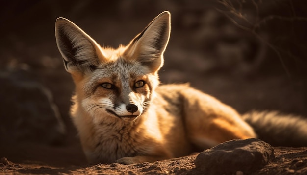 Cute red fox looking at camera outdoors generated by AI