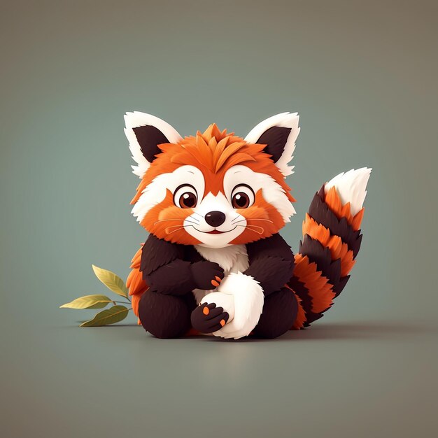 Cute red panda meditation yoga cartoon vector icon illustration animal sport icon concept isolated