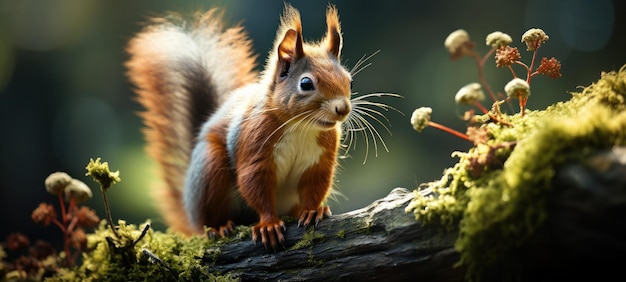 Cute red squirrels on tree