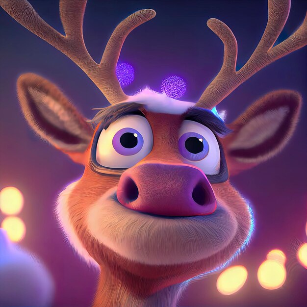 Cute reindeer with christmas lights