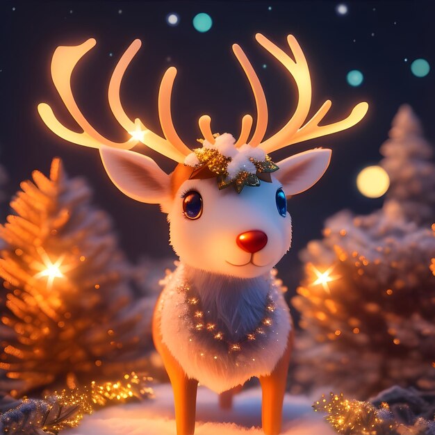 Photo cute reindeer