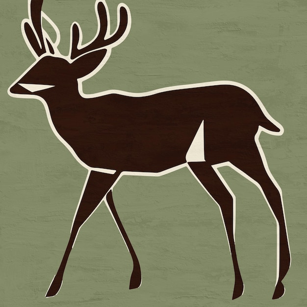 cute retro reindeer square illustration hand painted christmas deer animal