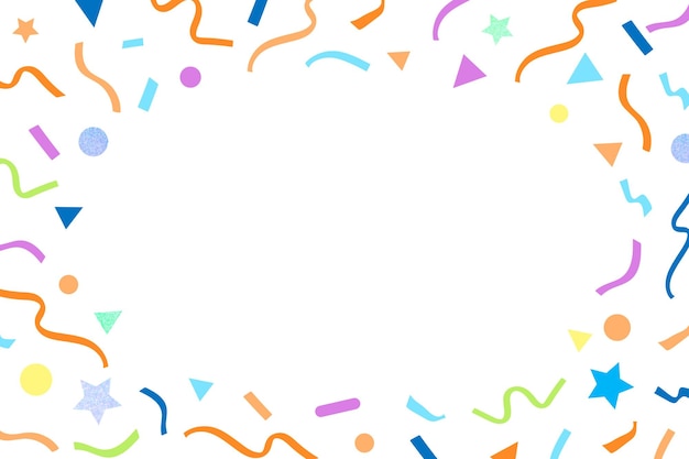 cute ribbons png frame background with geometric confetti