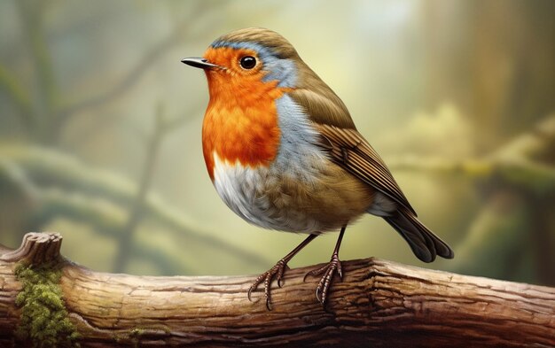 Photo cute robin bird on natural environment