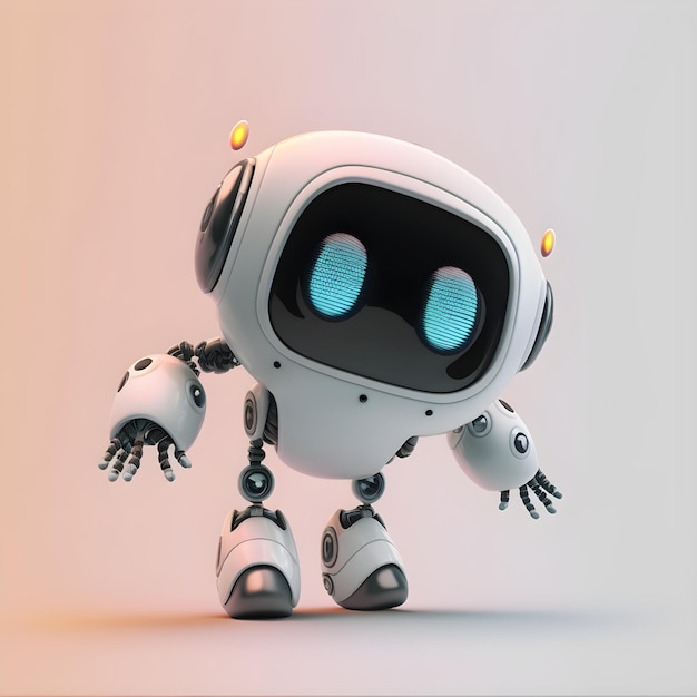 Cute robot, artificial intelligence. Technology concept. 3D rendering