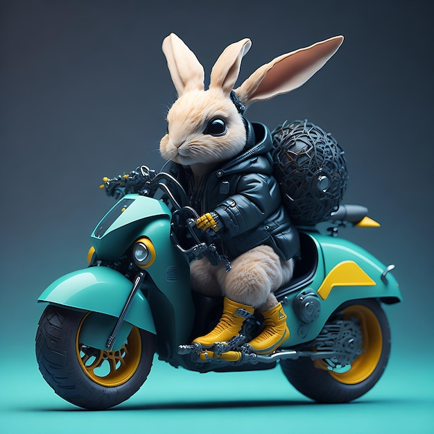 Cute Robot Biker Rabbit