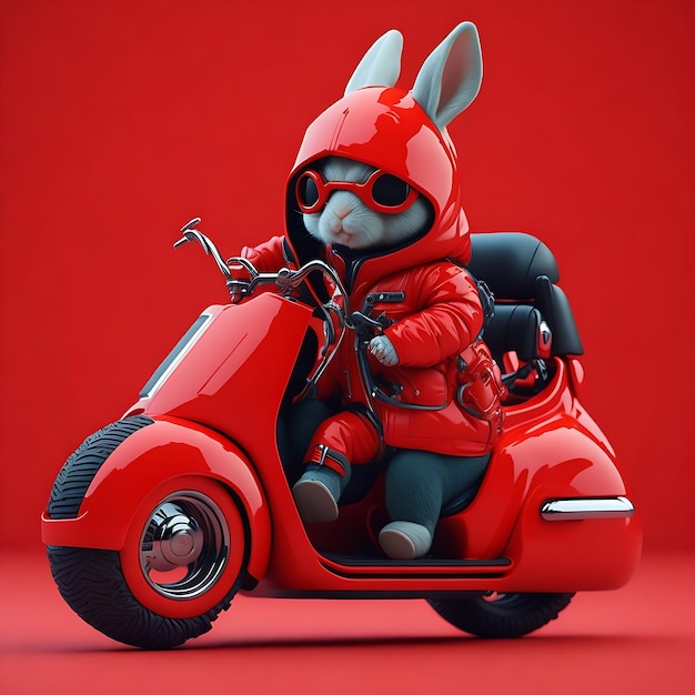 Cute Robot Biker Rabbit