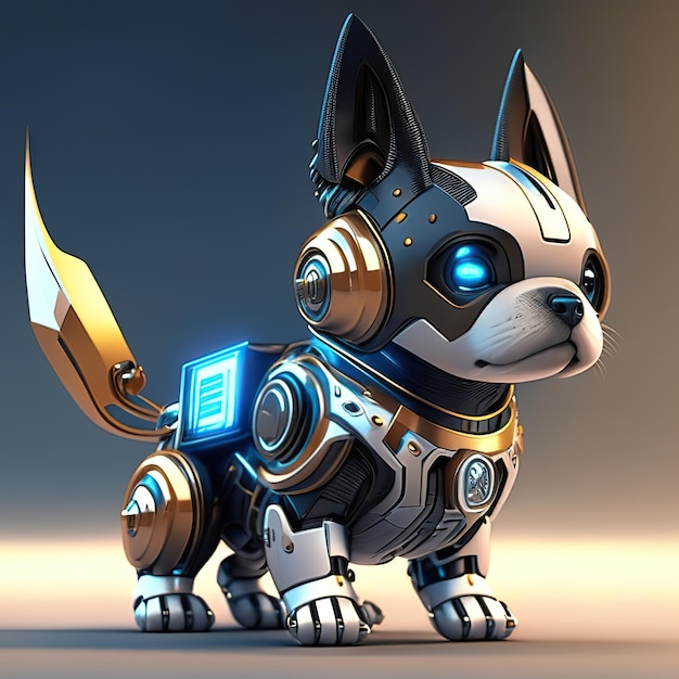 Cute robot chibi dog Generative AI