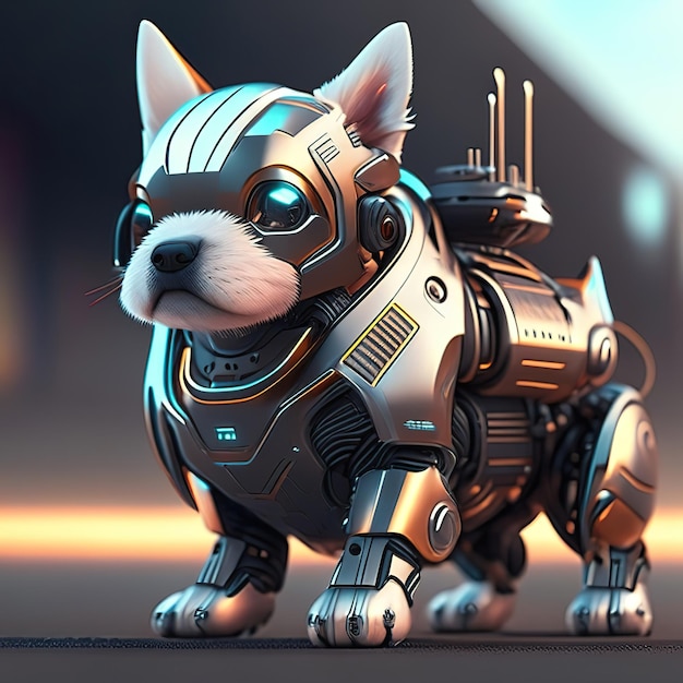 Foto simpatico cane robot chibi ia generativa