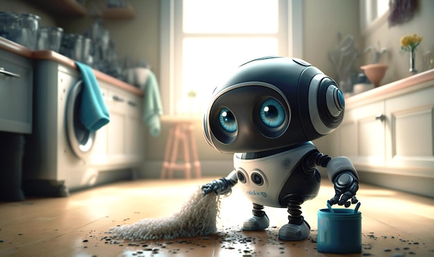 A cute Robot Cleaning Homes