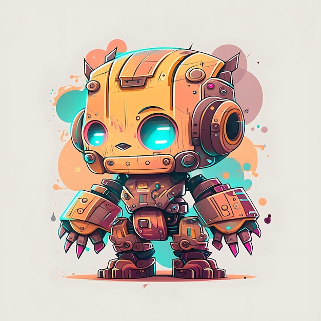 Photo cute robot digital art style colorful cartoon