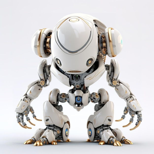 Cute robot isolated on white background Generative ai