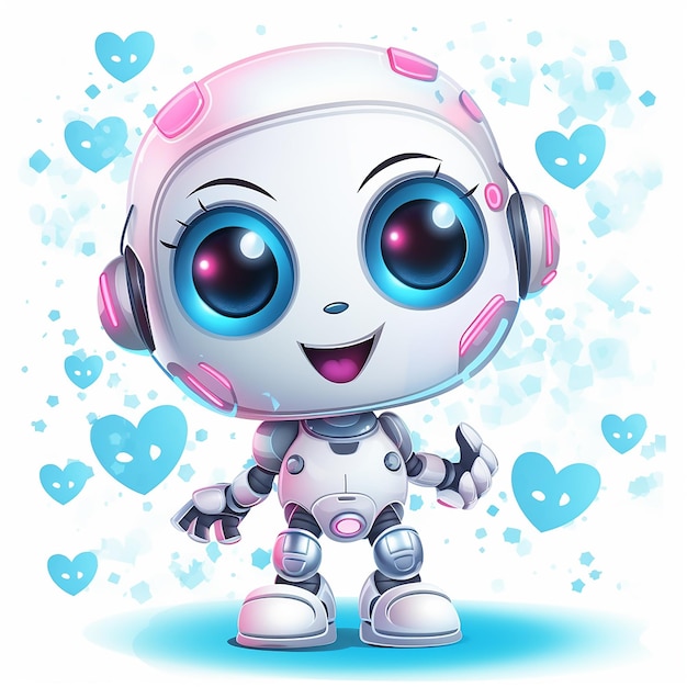 Cute Robot with Expressive Emotions Character Background