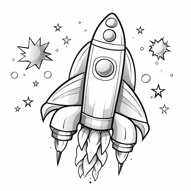 아이들을 위한 귀여운 로켓 모험 터 컬러링 페이지
