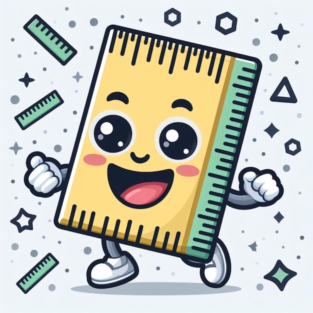 Photo cute ruler cartoon illustration