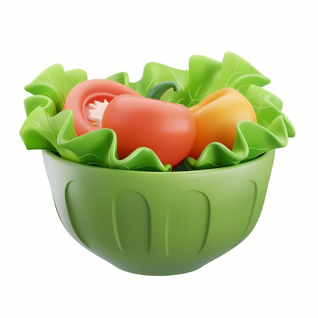 Photo cute salad icon 3d render white background generative ai