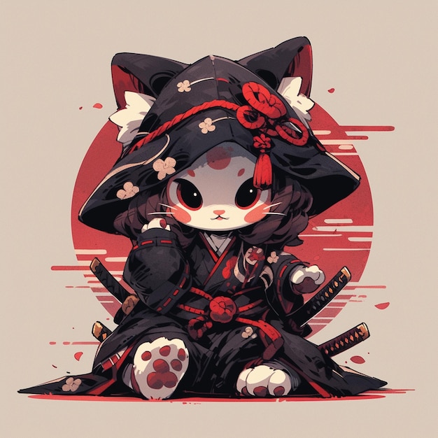 cute samurai cat