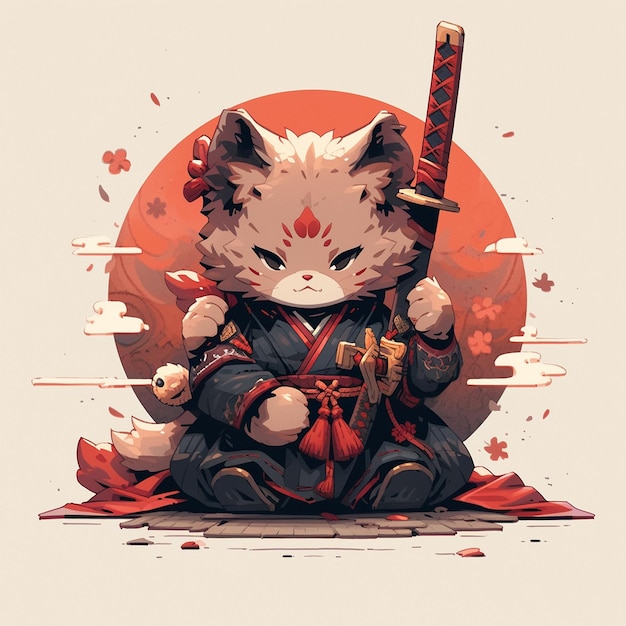 cute samurai cat