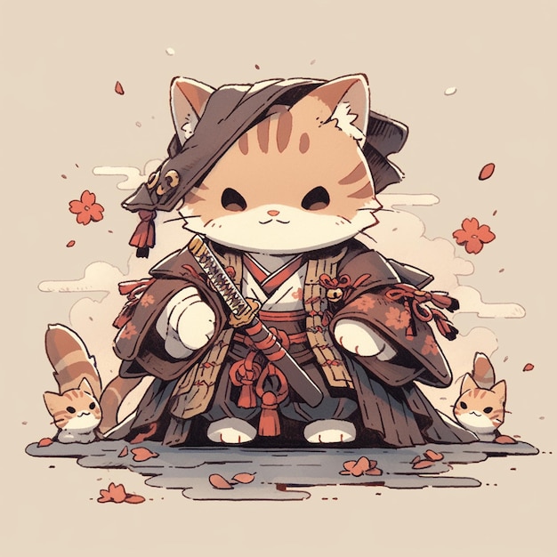 cute samurai cat