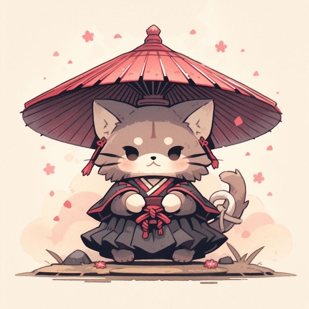 милый кот самурай