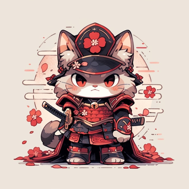 cute samurai cat