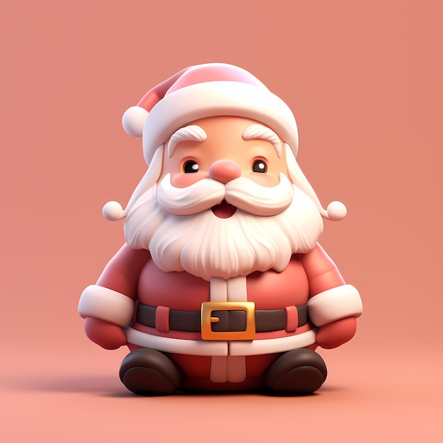 cute santa claus 3Dadorable expression tiny soft pastel colors