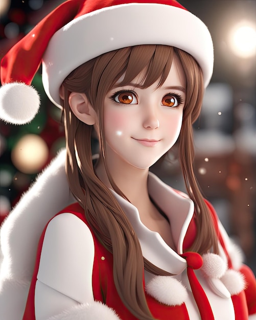 Cute santa claus girl