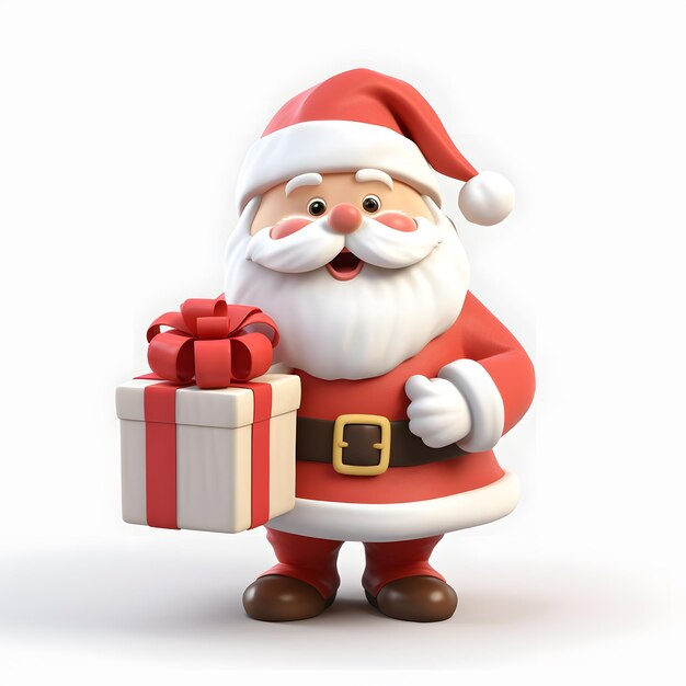 cute Santa Claus wearing christmas hat ready christmas party holding a present gift box