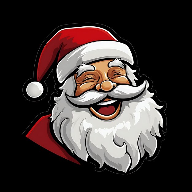 cute santa clause smiling sticker logo design illustration