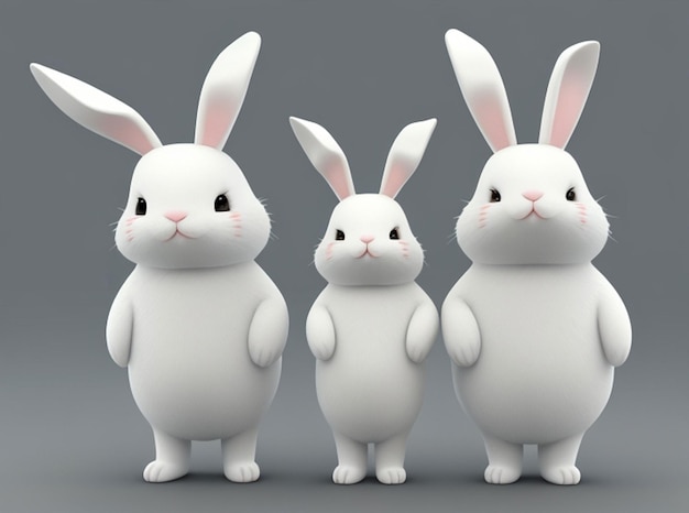 Cute scene of a little bunny in nature illustration in 3d cartoon style