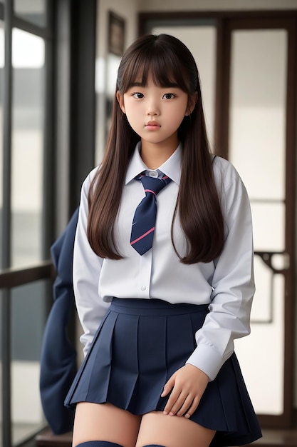 可愛い学校の女の子のキャラクター写真が生成されました