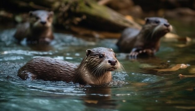 AIが生成した遊び心あふれる池で泳ぐかわいいアザラシ