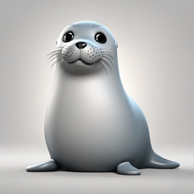 Cute Sealion cartoon seal animal isolated color background generated by AI