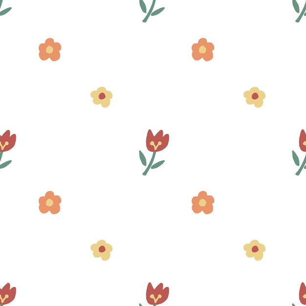 Cute seamless hand drawn watercolor flower pattern background