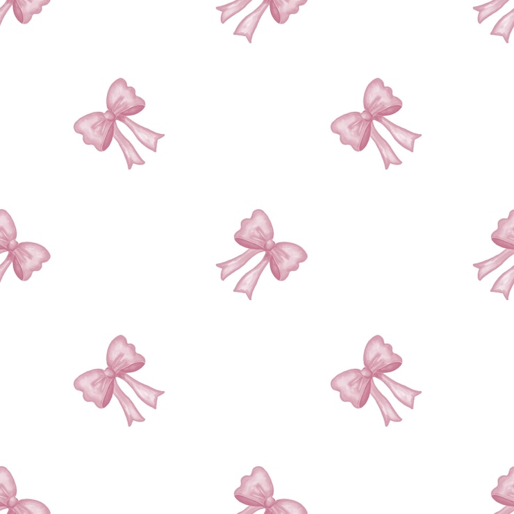 Premium Photo | Cute seamless hand drawn watercolor pink bow ribbon