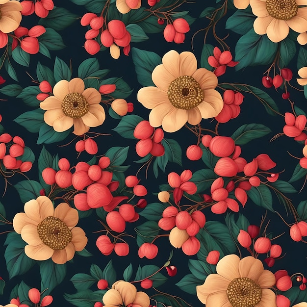 Cute seamless pattern of floral