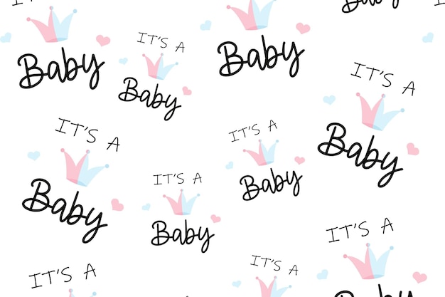 Cute seamless pattern for newborn baby and gender reveal party