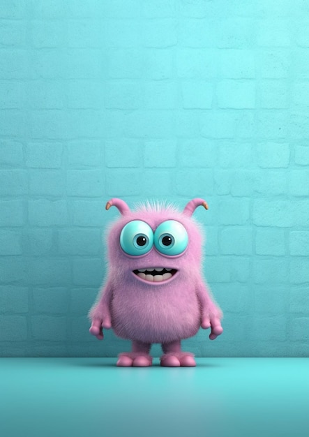 Photo cute semirealistic 3d monster isolated pastel color