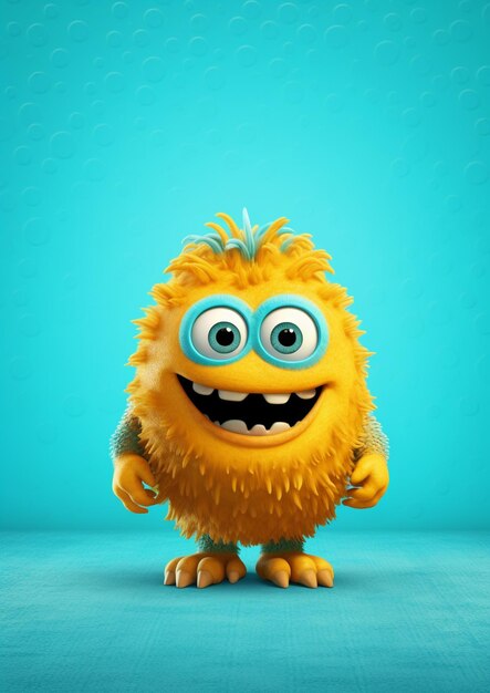 Photo cute semirealistic 3d monster isolated vivid color