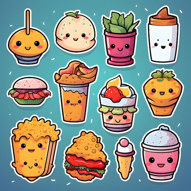 A cute set of food pattern stickers