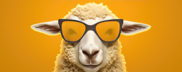 Cute sheep animal cool illustration panorama generative ai