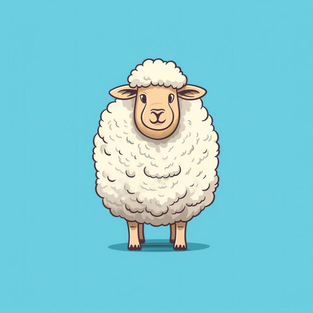 Cute sheep cartoon style blue background