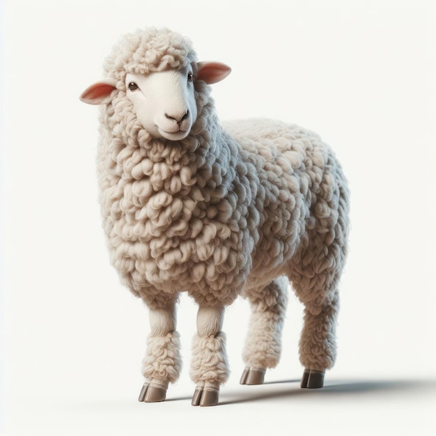 白い背景に孤立した可愛い羊
