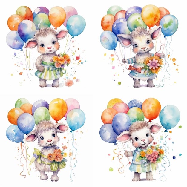 Photo cute sheep with balloons