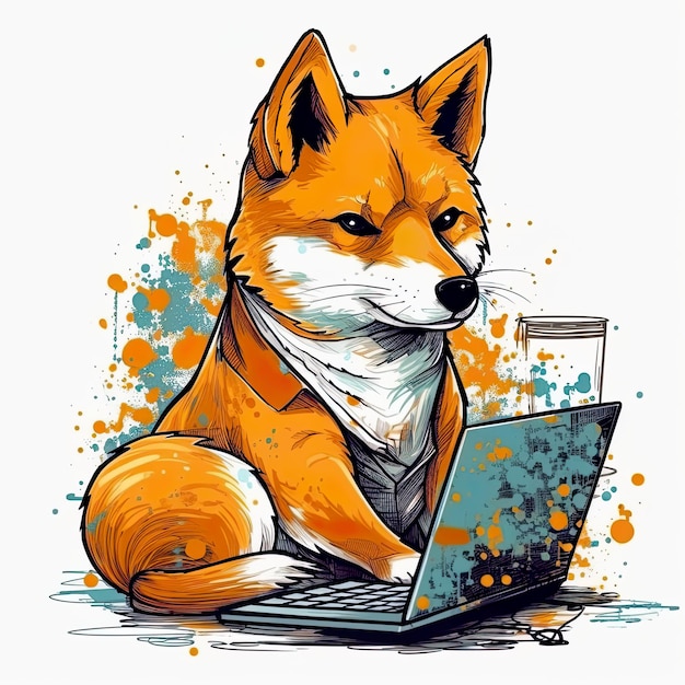 Cute shiba inu dog AI generative illustration